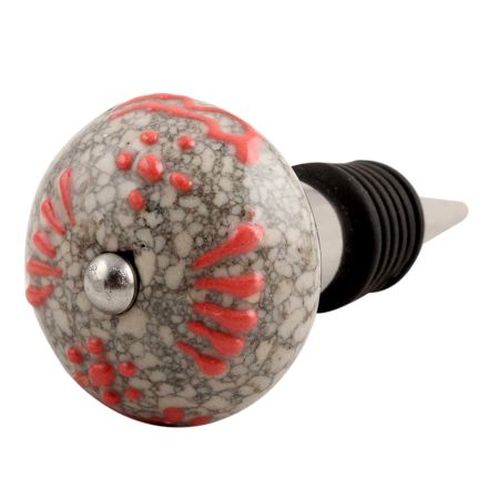 Pink Floral Crackle Ceramic Wine Stopper 